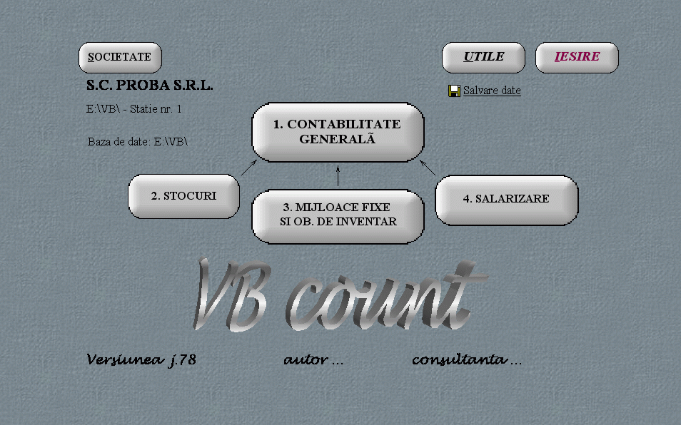 Aspect interfata principala program contabilitate VB Count